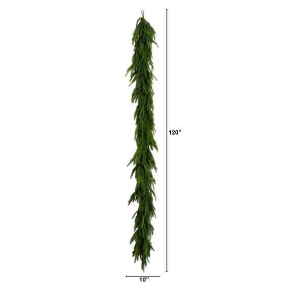 10-ft Artificial Real Touch Norfolk Island Pine Garland with Natural Look - SKU #W1402 - 1