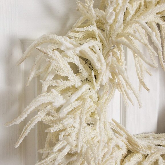 24-in Artificia Real Touch White Norfolk Island Pine Wreath with Natural Look - SKU #W1403 - 3