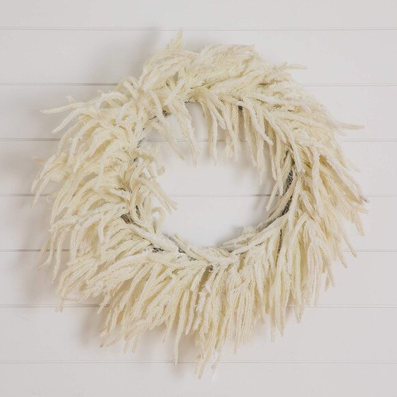 24-in Artificia Real Touch White Norfolk Island Pine Wreath with Natural Look - SKU #W1403 - 7