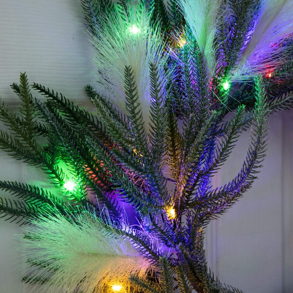 24-in Artificial Balsma Fir Pine and Pampas Wreath with 50 Color Changing LED Lights - SKU #W1405 - 5