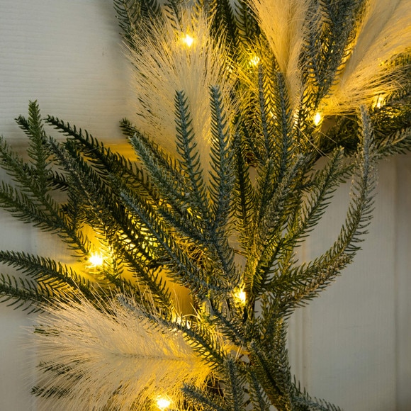 24-in Artificial Balsma Fir Pine and Pampas Wreath with 50 Color Changing LED Lights - SKU #W1405 - 8